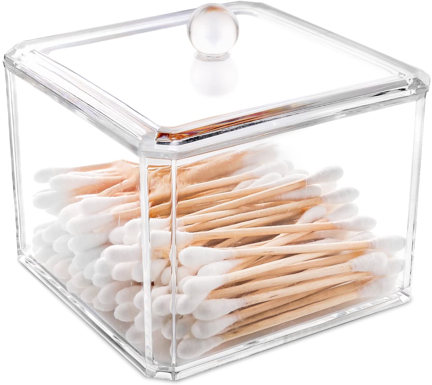 Cotton Swab Ball Storage Box With Lid Large Capacity Bathroom Acrylic  Transparent Container Jar Dispenser