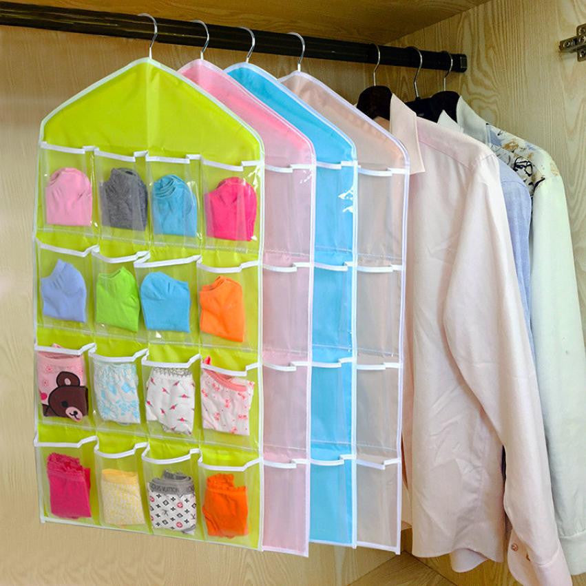 Multi-Purpose 16 Pocket Clear Hanging Closet Organizer Storage Bag – All  About Tidy