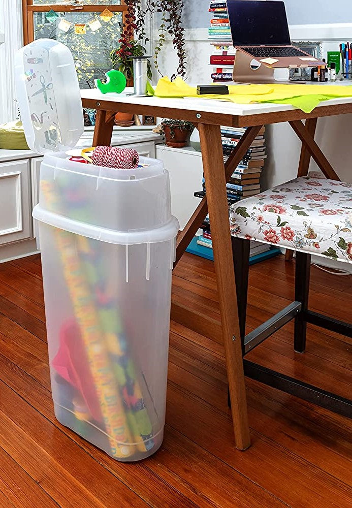 An Organized Wrapping Paper Storage Bin - Small Stuff Counts