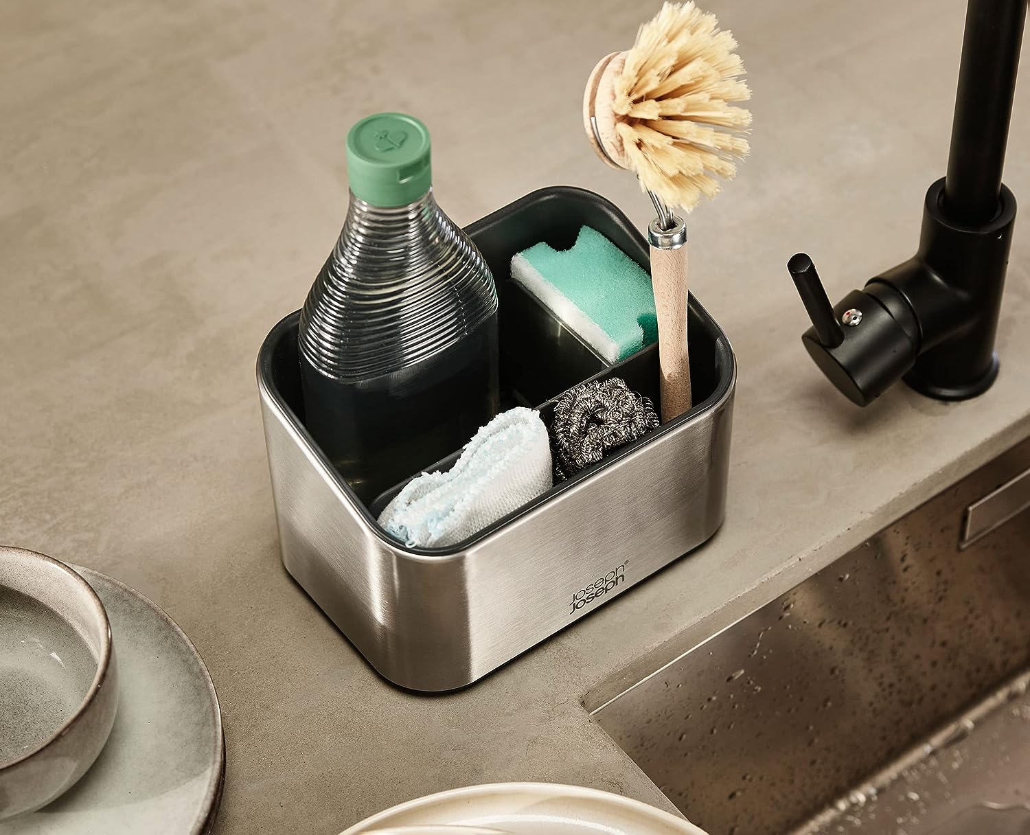 Sink Caddy, Consumest Kitchen Sponge Holder + Dish Brush Holder