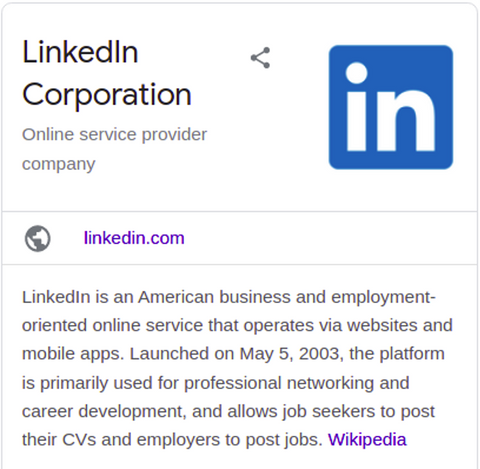 A Google knowledge graph displaying the logo of the company