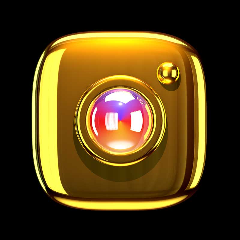 Gold 3D Instagram logo