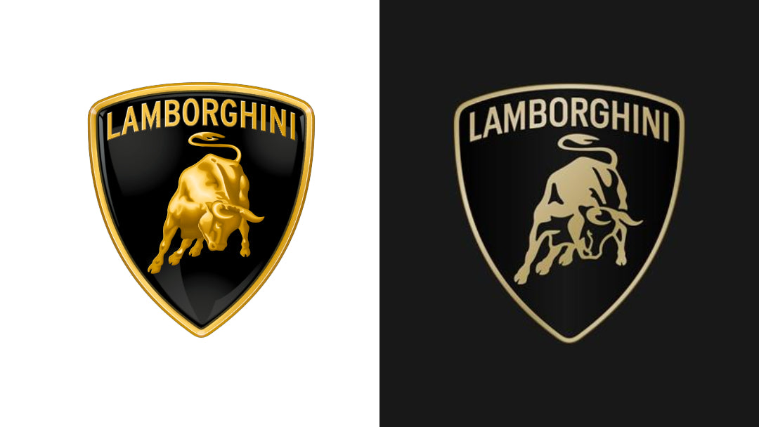 Lamborghini logo before and after new design