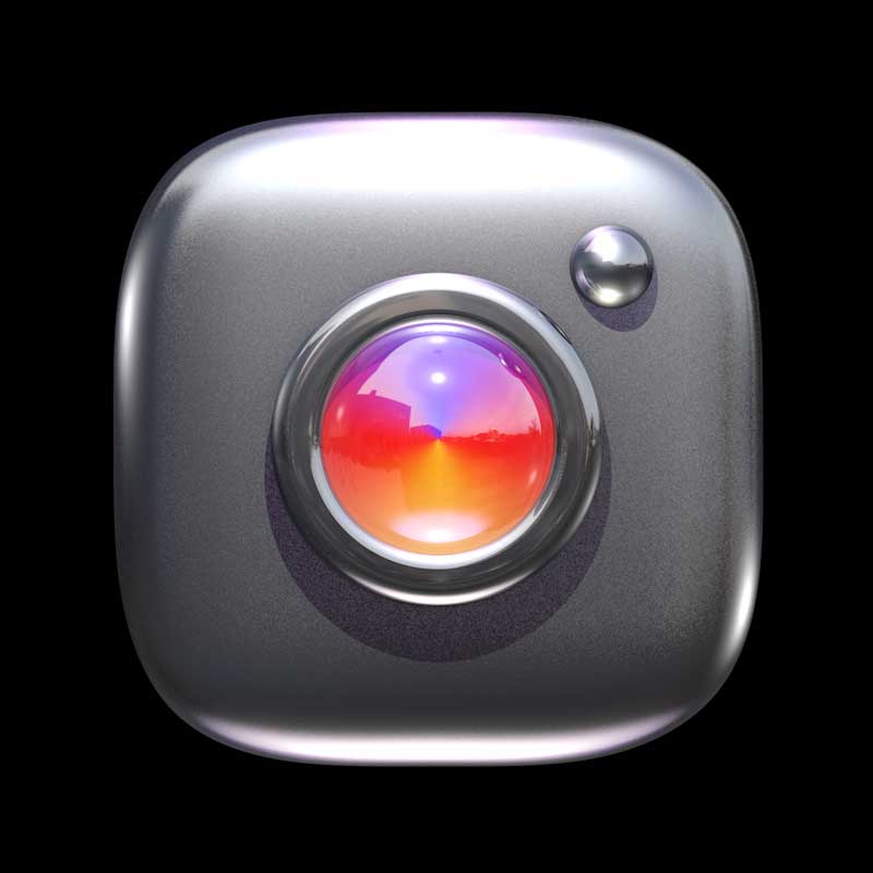 3D Silver Metal Instagram logo