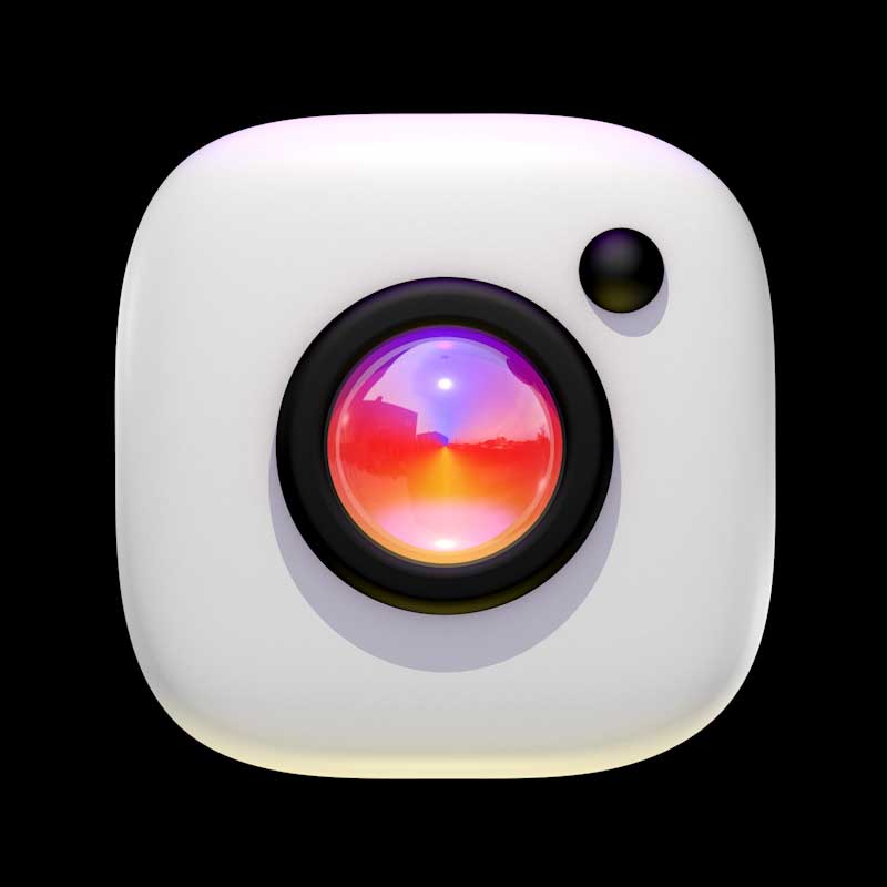 3D white Instagram logo