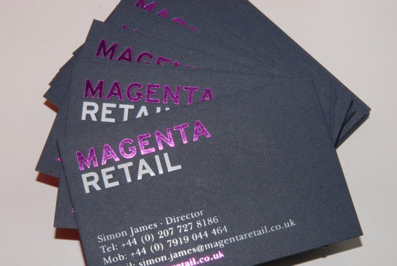 magenta foil blocking business cards