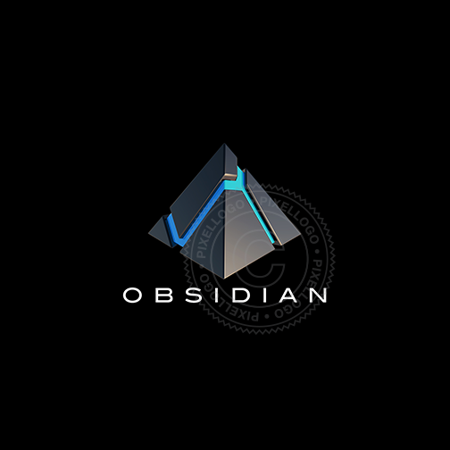 Obsidian 3d Pyramid Logo Futuristic Black Pyramid Logo Pixellogo