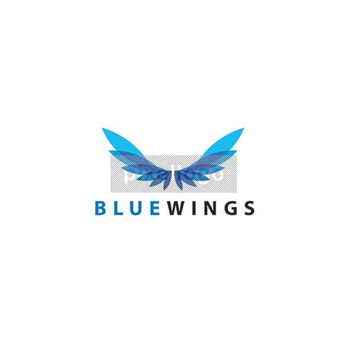 Blue Wings logo - Blue Eagle wings spread out | Pixellogo