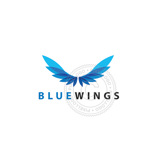 Blue Wings Logo Blue Eagle Wings Spread Out Pixellogo