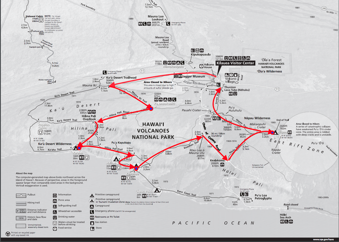 Volcanoes National Park Map