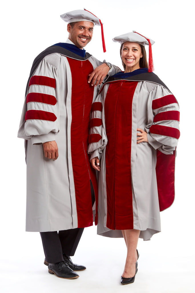 MIT Doctoral Regalia Set. Doctoral Grey and Cardinal Red Gown, PhD Hood ...