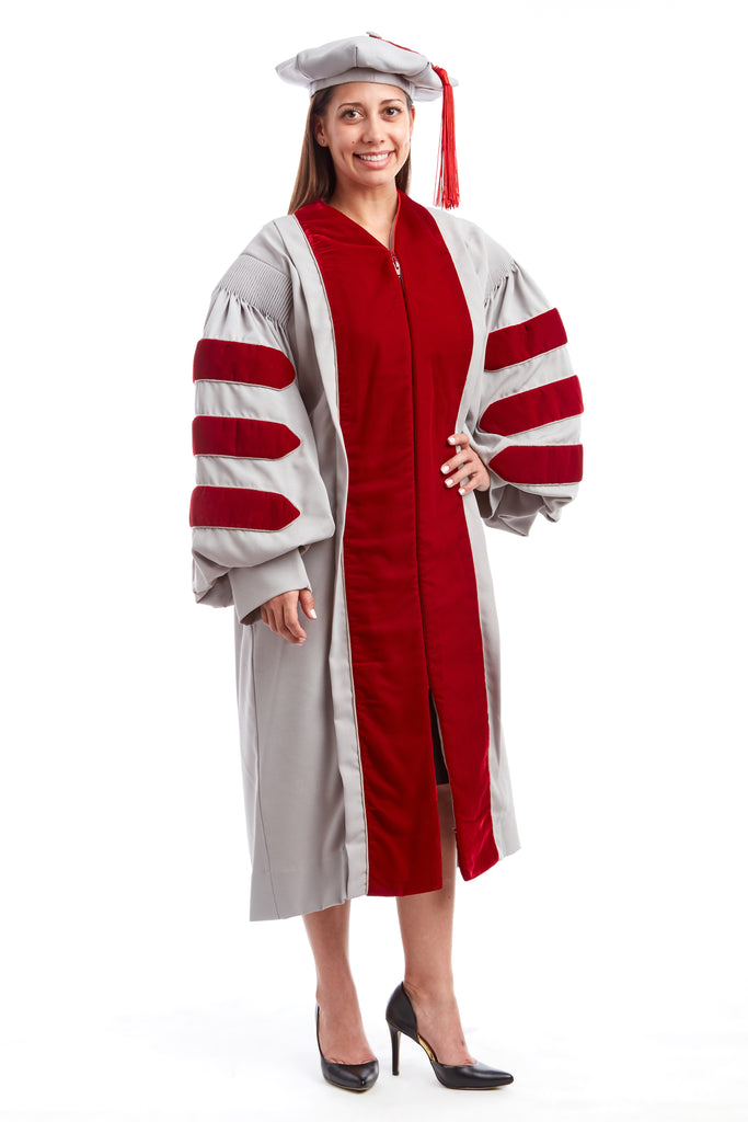 MIT Doctoral Rental Regalia Set. Premium Grey and Cardinal Red Gown ...