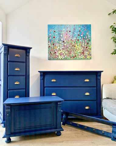 blue hand painted furniture