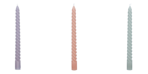 Pastel tapered twisted candles