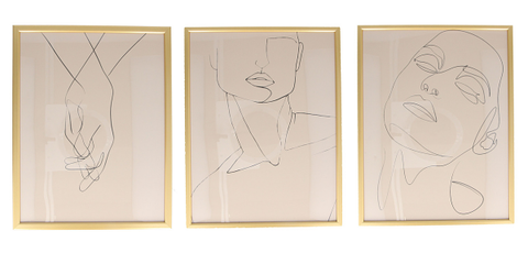 Line art prints with gold frame