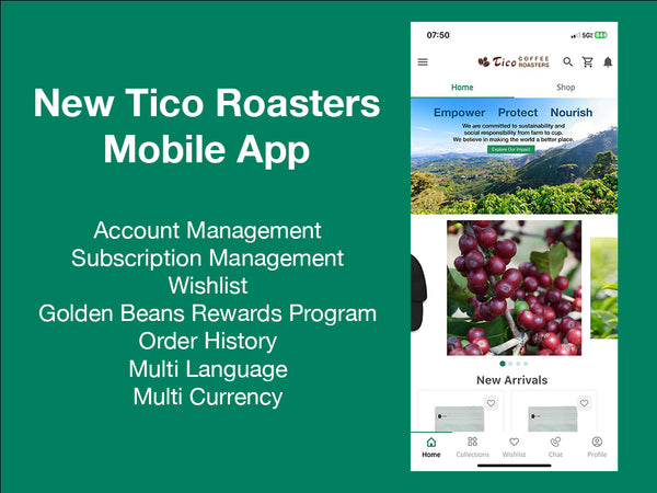 New Tico Roasters Mobile App