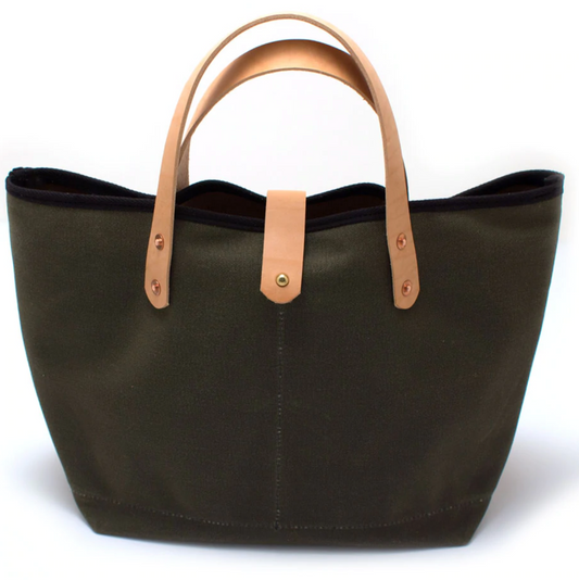 Black waxed canvas tote bag / office bag with luggage handle attachment  leather handles and shoulder