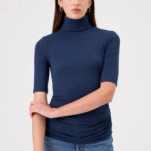 Vivienne Turtleneck Tee Shirt | Navy Heather - Sea + Wander
