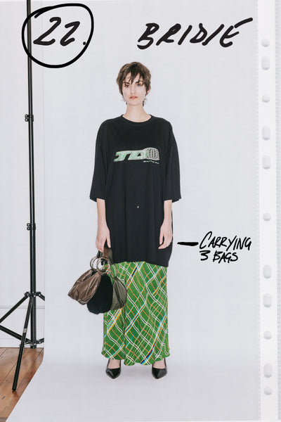 NEW KABOOM TEE//PORTER WRAP SKIRT//CHARMAINE BAGS