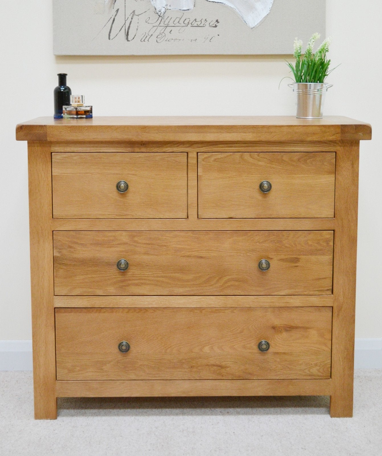 Canton Oak 4 Drawer Chest Of Drawers Oak Direct
