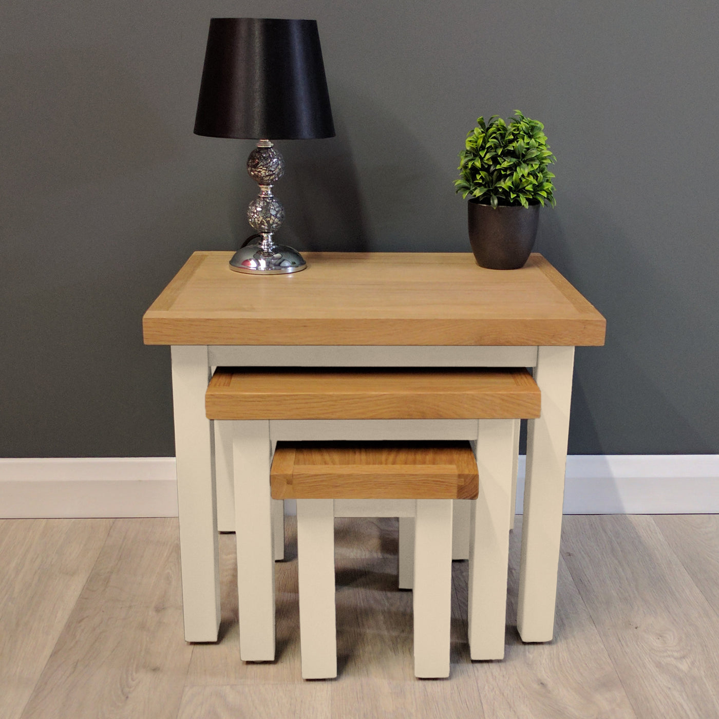 Chester Painted Oak Nest Of Tables | Oak Direct