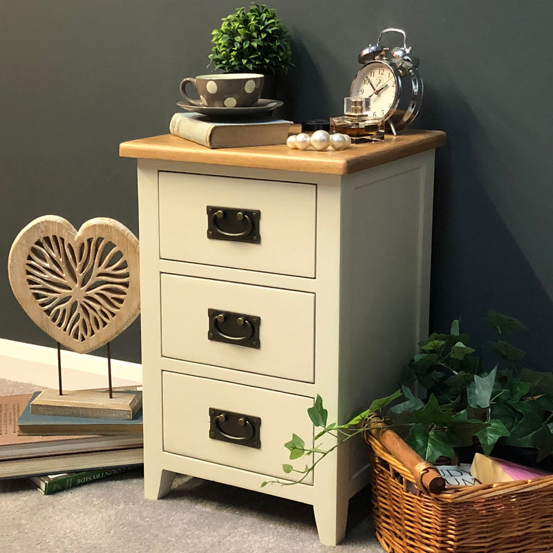 London Painted Oak Bedside Chest of Drawers | Oak Direct