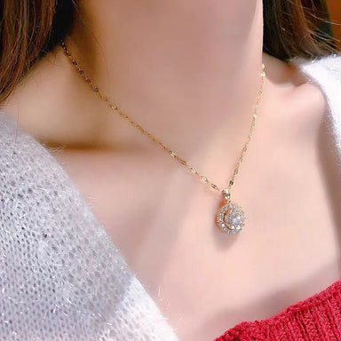 Solid 925 Silver Real Diamond Necklace —