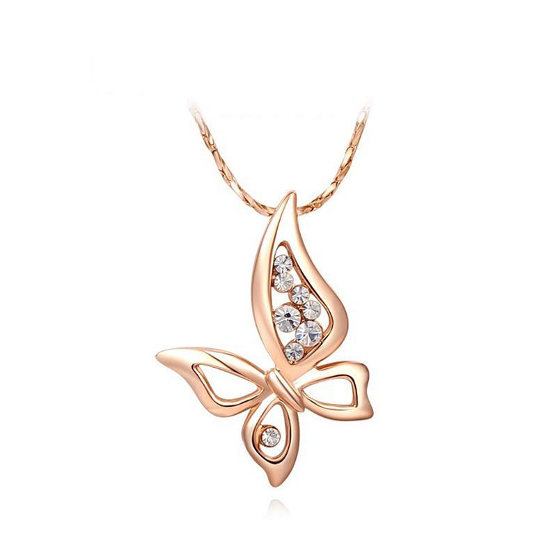 Rose Gold Butterfly Pendant Necklace — Kirijewels.com