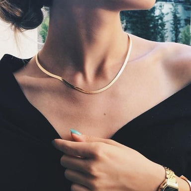 Blade 24K Gold Snake Bone Chain Necklace —