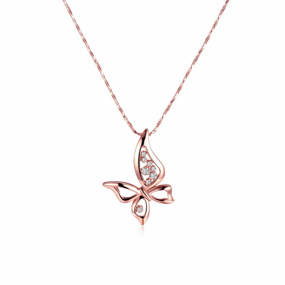 Rose Gold Butterfly Pendant Necklace