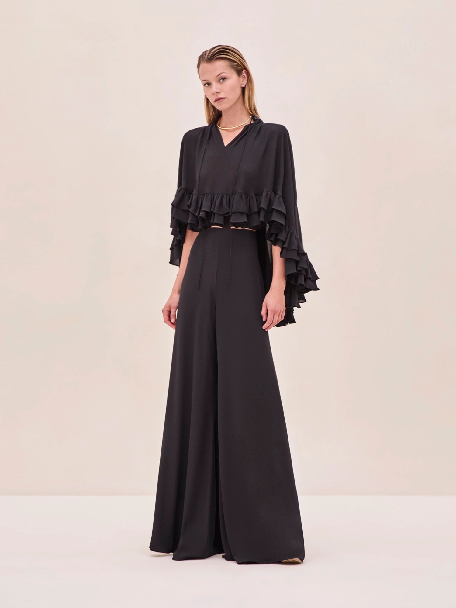 Alexis Cortese Ruffled Blouse In Black