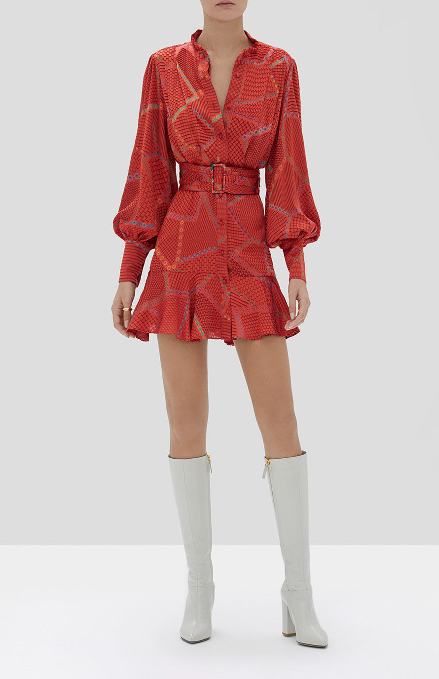 ALEXIS Lishan Dress in Fire Geo - Rear View