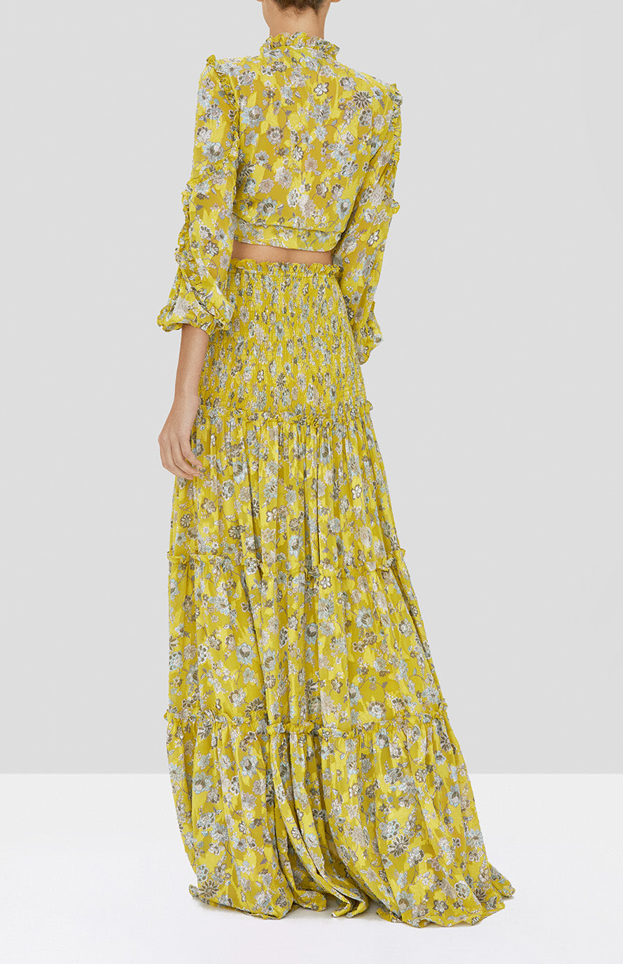 Alexis Odilo Top and Galarza Skirt in Citron Floral from our Pre-Spring 2020 Ready To Wear Collection - Rear View