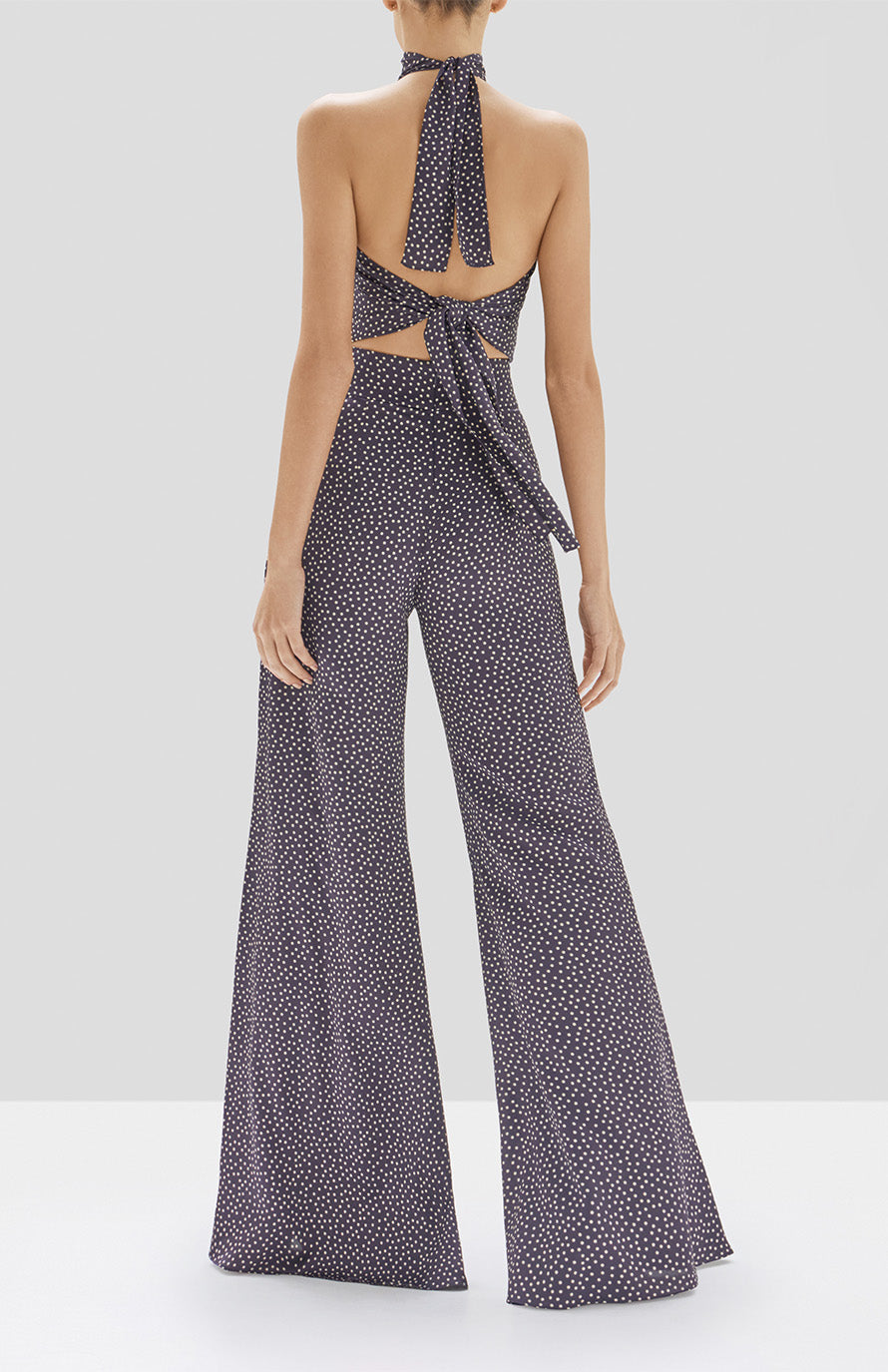 Alexis Vartan Top in Navy and Beige Dot from Pre Spring 2020 Collection - Rear View