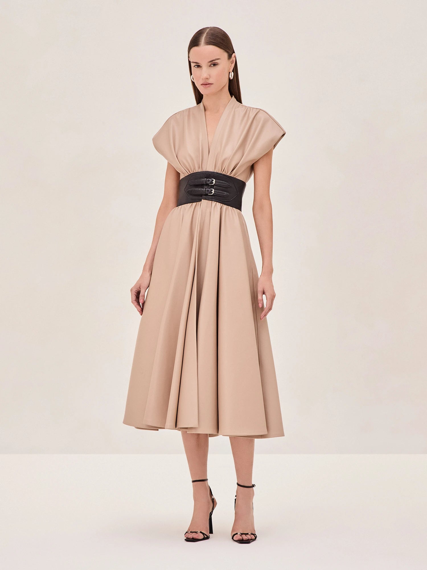 Alexis Viktora Midi Dress In Taupe