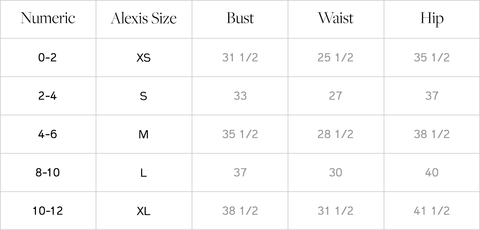 Size Guide – Alexis
