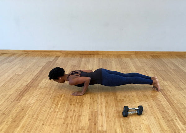 Plank Push Ups-Heather Blue Full Length Leggings, American Fitness Couture, bottom of push up