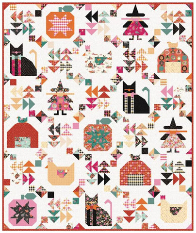 Witches Delight Quilt Kit with Kitty Loves Candy Fabrics by Poppie Cotton