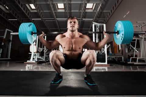 Powerlifter Doing Squats with Weights