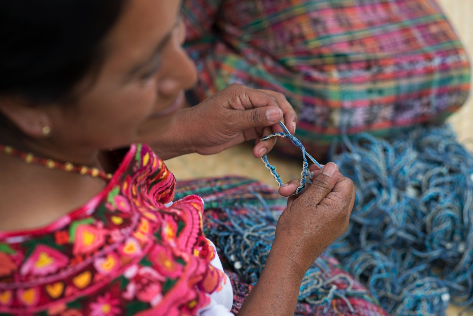 Beaded Leather Keychain and Bag Charm Handmade in Guatemala