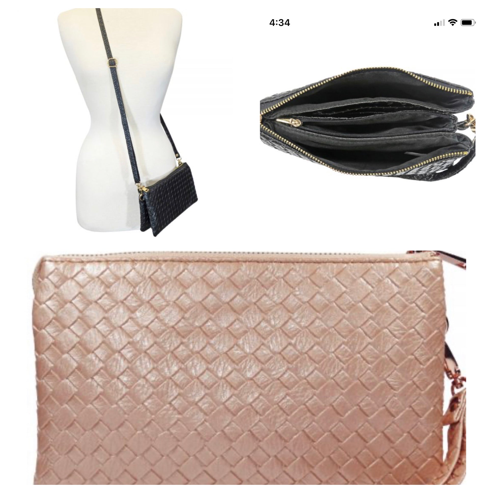 BASKET WEAVE CROSS-BODY CLUTCH