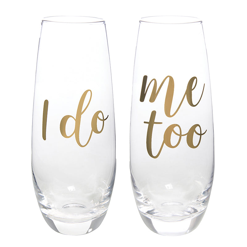 I DO, ME TOO CHAMPAGNE FLUTE SET