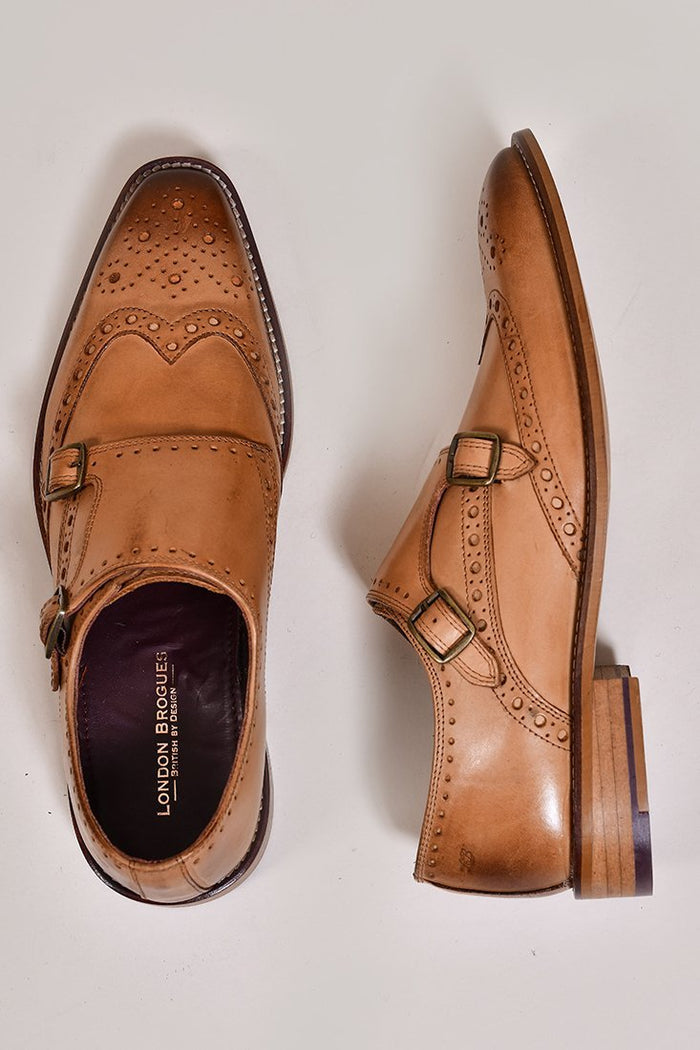 brogue double monk strap