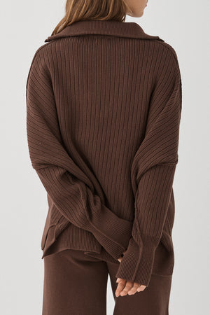 Margo Button Up Sweater - Chocolate