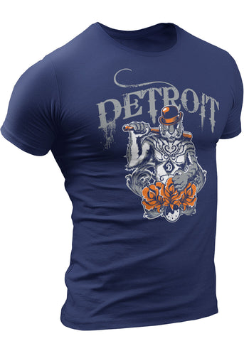 Detroit Gangster Tiger Baseball T-Shirt by DETROIT★REBELS Brand