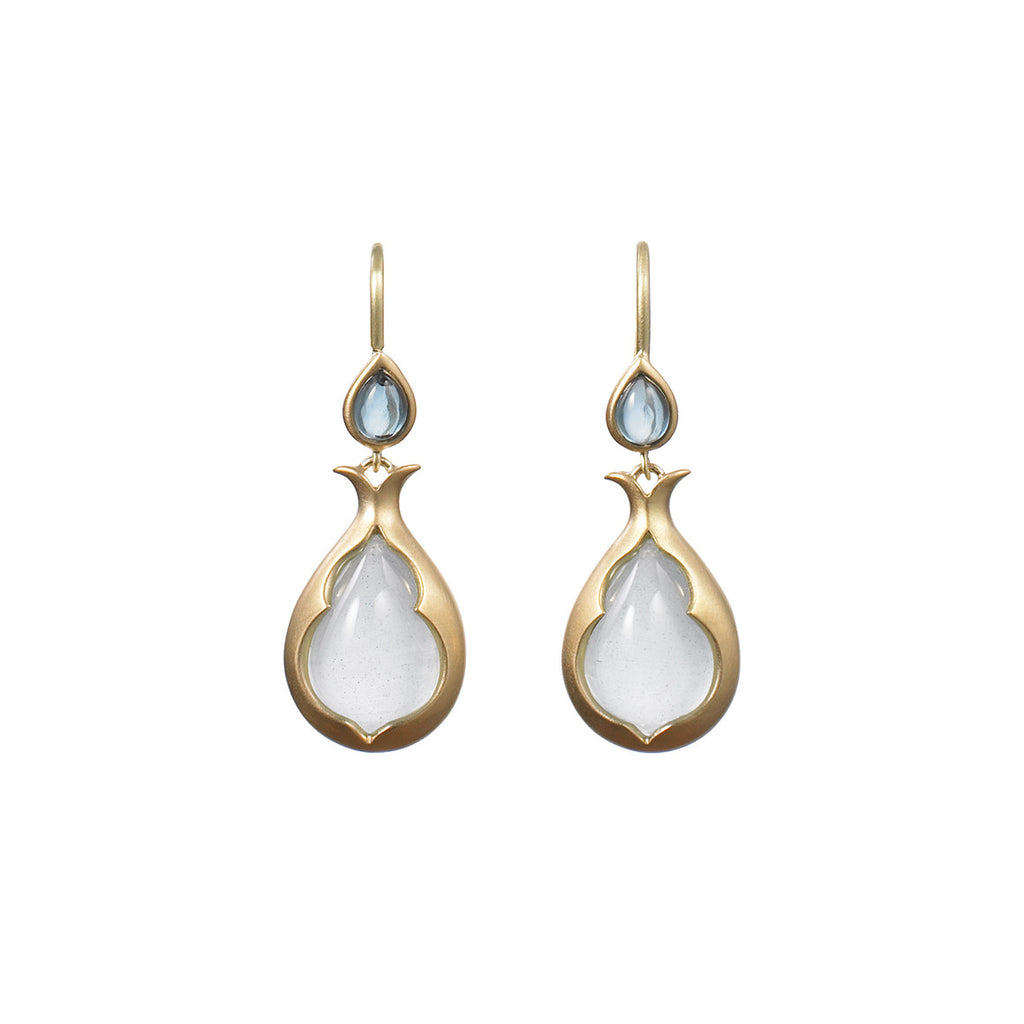 Pear Drop Earrnigs with Aqua and Blue Topaz - Anahita Jewelry