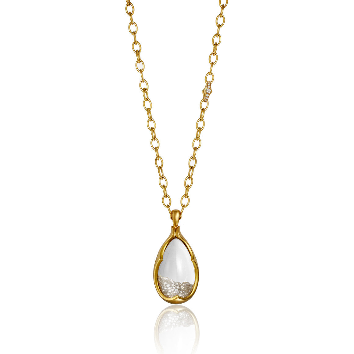 Tearcup Amulet with White Diamonds - Anahita Jewelry