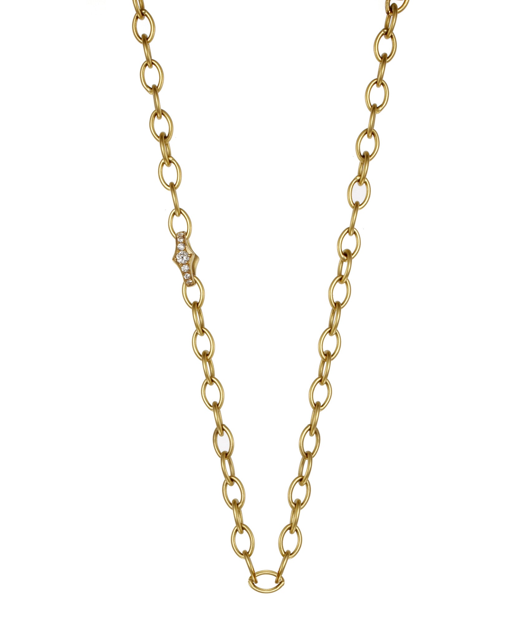 Oval Link Necklace with Pavé Link Motifs - Anahita Jewelry