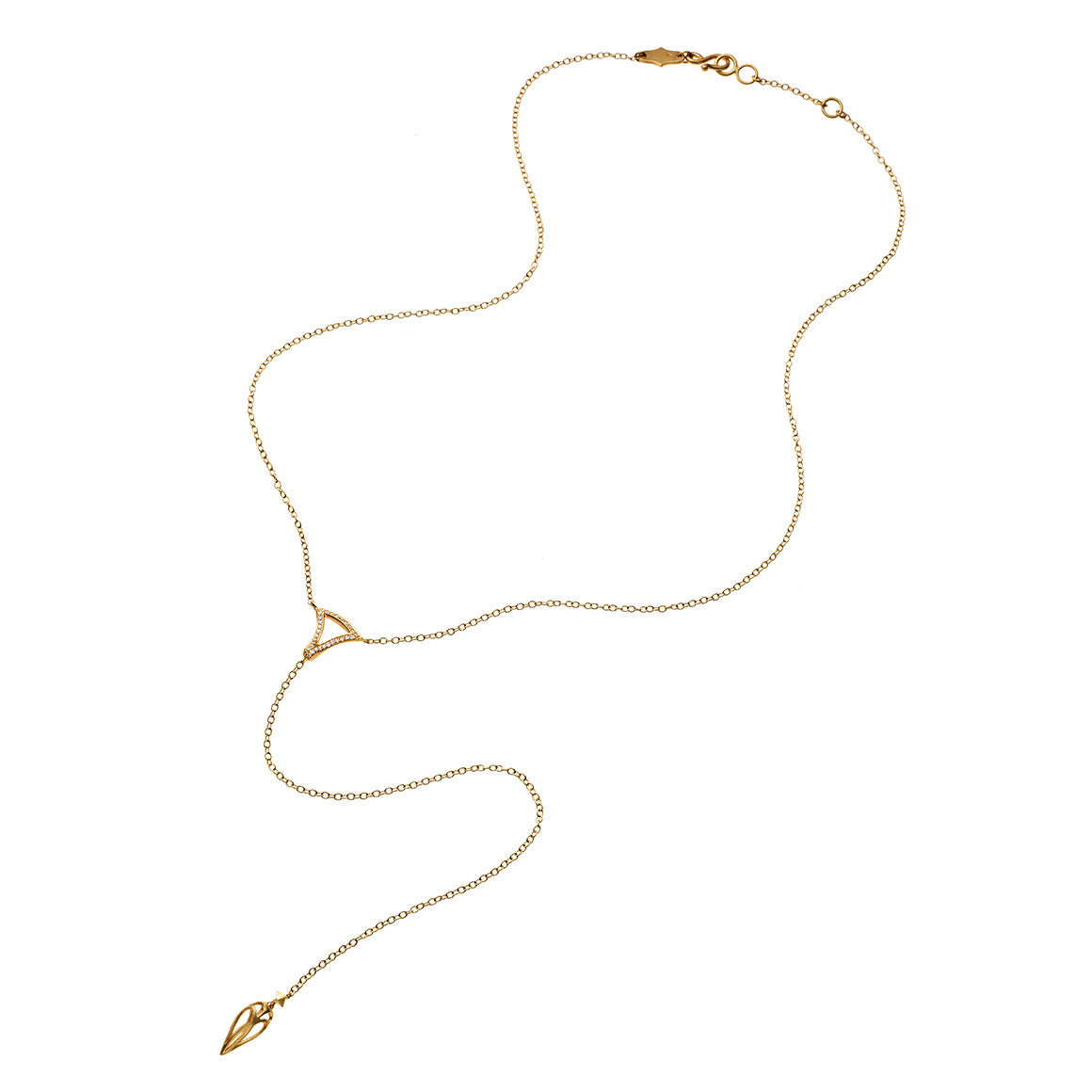 Lariat Necklace with Pavé Triangle – Anahita Jewelry