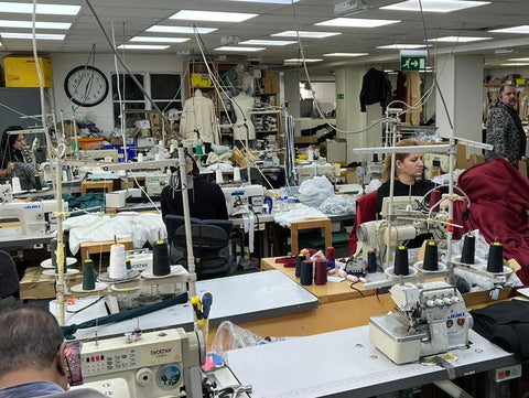 work room in garment clothing factory uk
